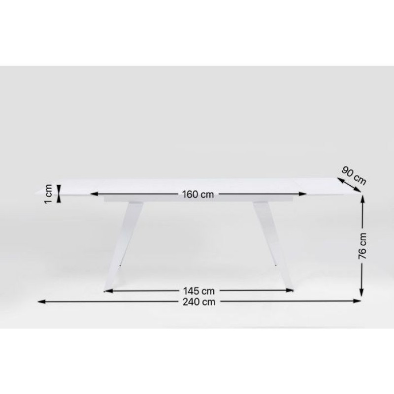 Extension Table Amsterdam White 160(40+40)x90cm